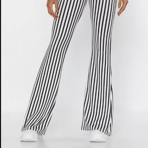 NASTY GAL High Wasted Striped Flare Pants NWOT 6 - Picture 2 of 12